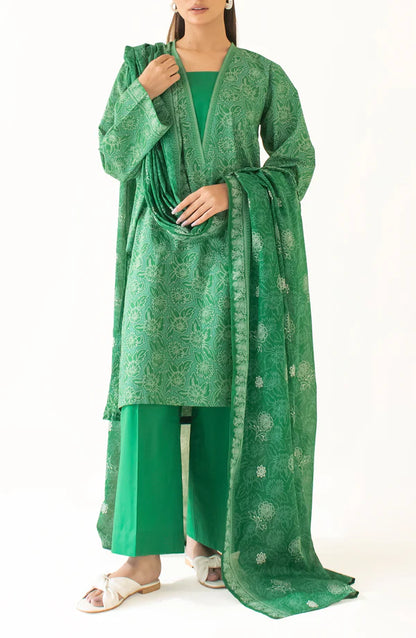Orient 3 PIECE PRINTED LAWN SUIT- Green (UNSTITCHED)