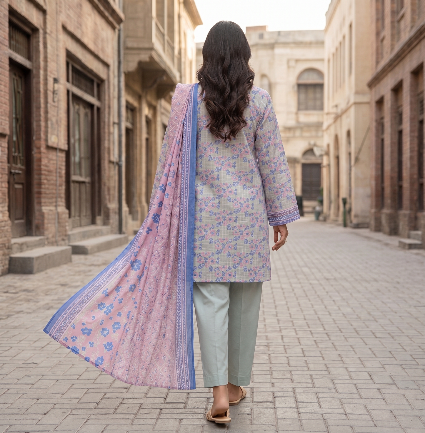 Ice Blue | Khaadi 3pc Unstitched Lawn Suit