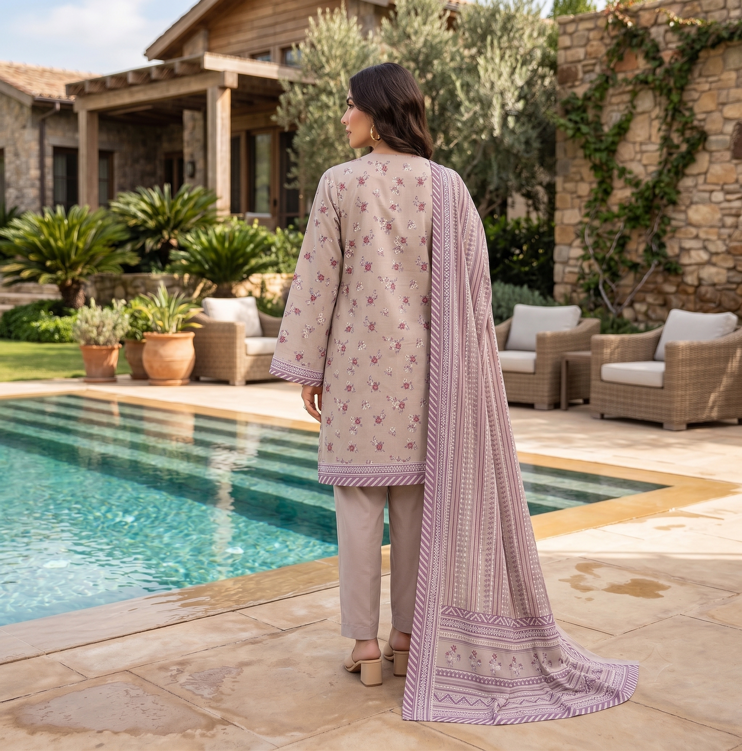 Grey | Khaadi 3pc Unstitched Lawn Suit