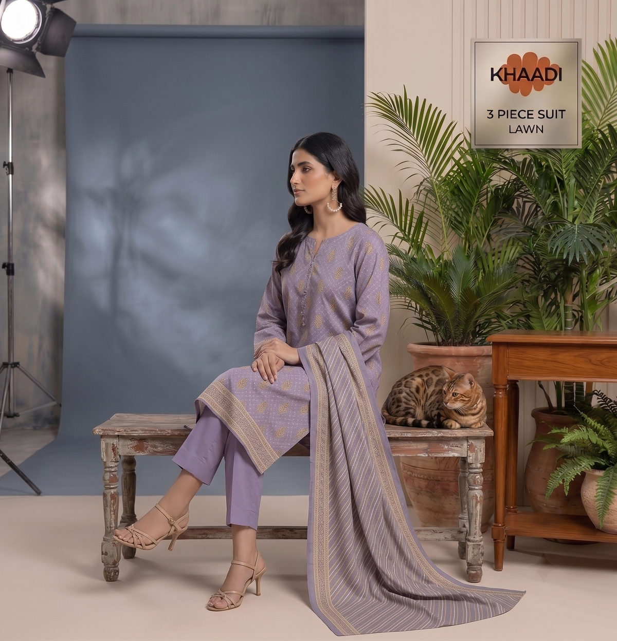 Light Purple | Khaadi 3pc Unstitched Lawn Suit