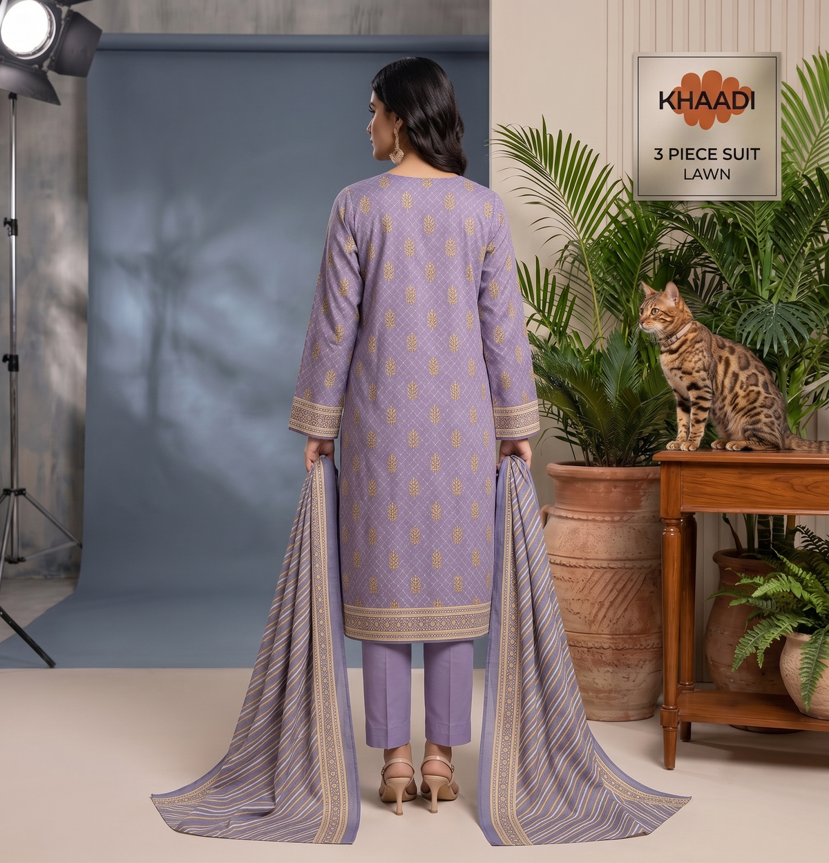 Light Purple | Khaadi 3pc Unstitched Lawn Suit