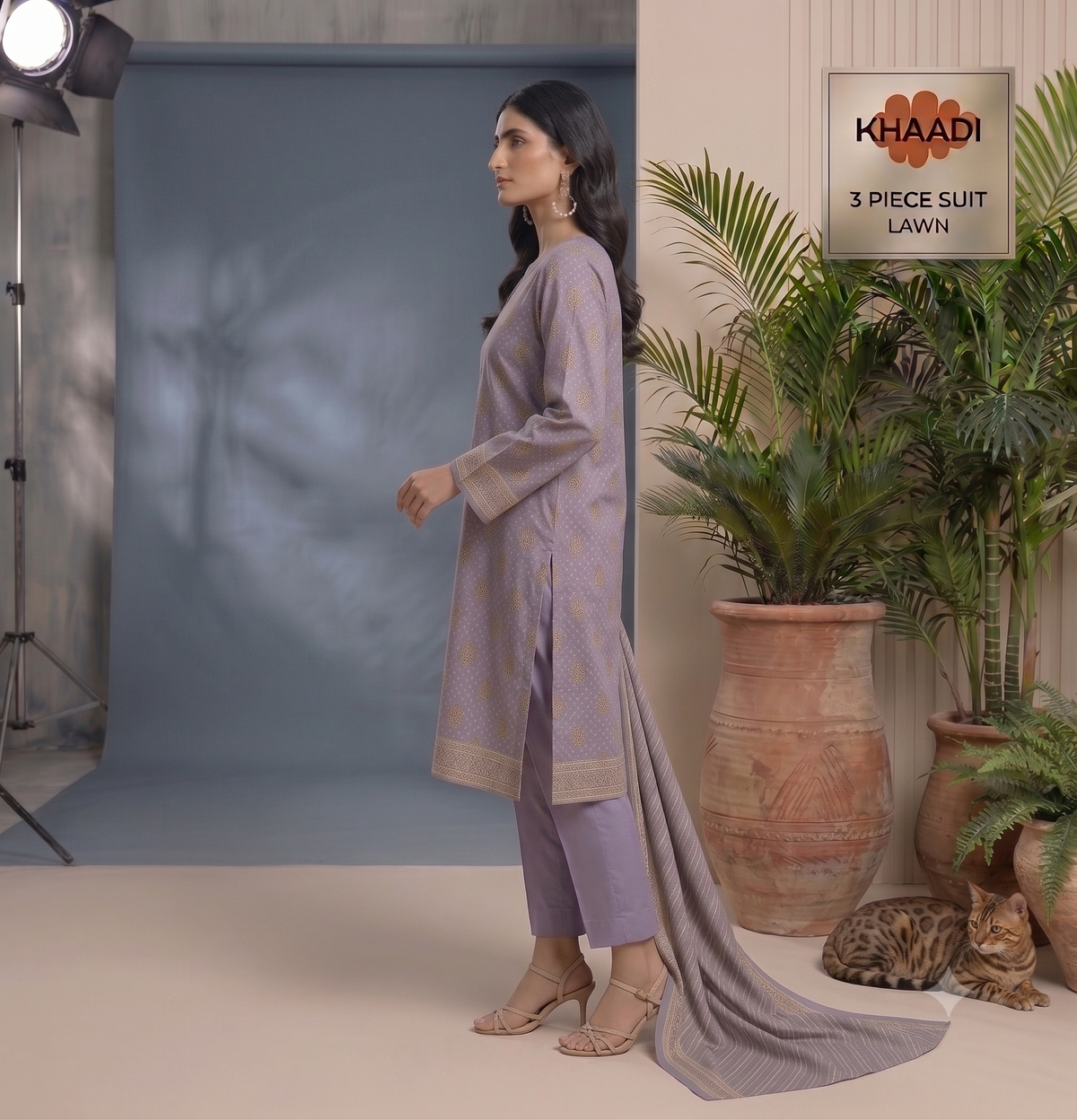 Light Purple | Khaadi 3pc Unstitched Lawn Suit
