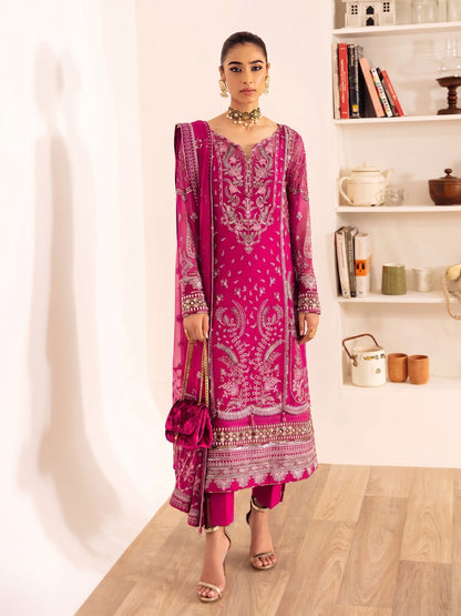 shot of the Gulaal Embroidered Chiffon Shocking Pink replica