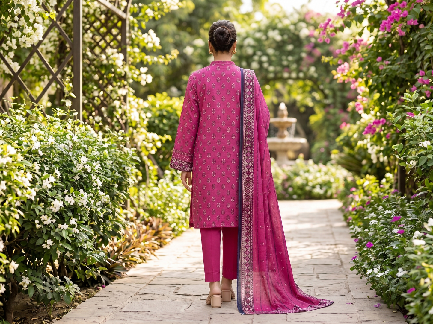 Pink | Khaadi 3pc Unstitched Lawn Suit