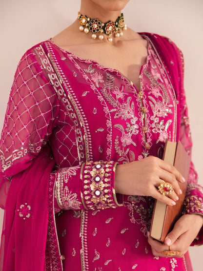 shot of the Gulaal Embroidered Chiffon Shocking Pink replica