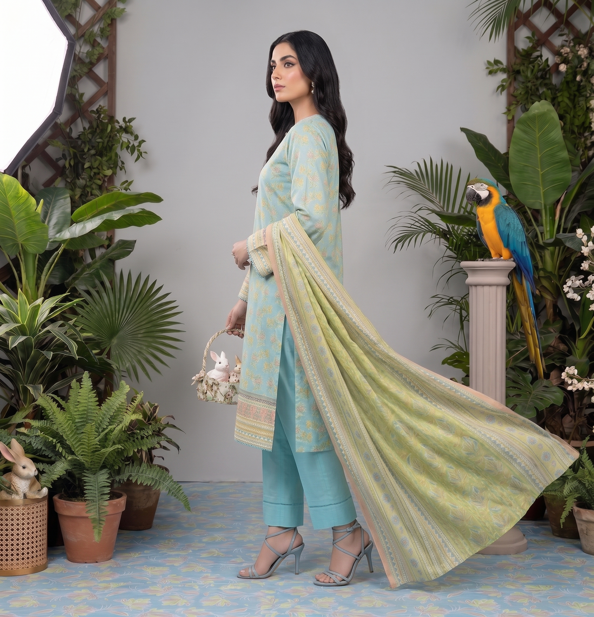 Sky Blue | Khaadi 3pc Unstitched Lawn Suit