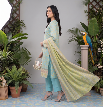 Sky Blue | Khaadi 3pc Unstitched Lawn Suit