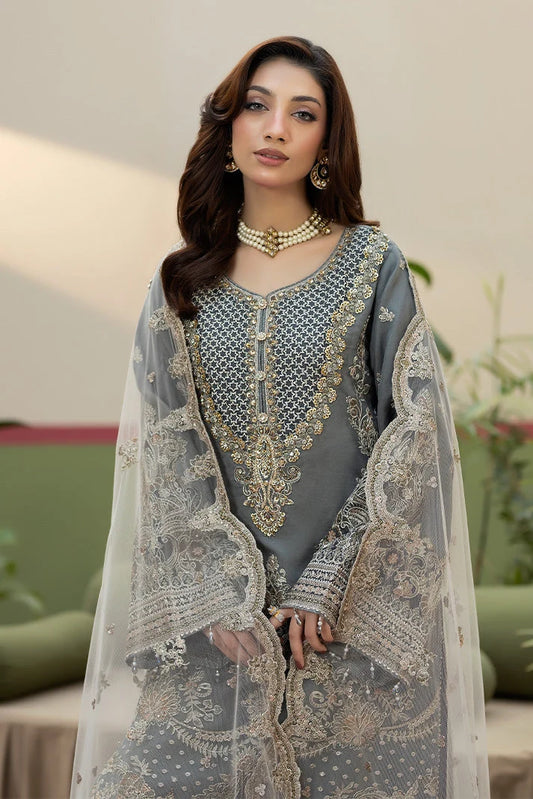 shot of the Imrozia Sukoon Organza Grey replica