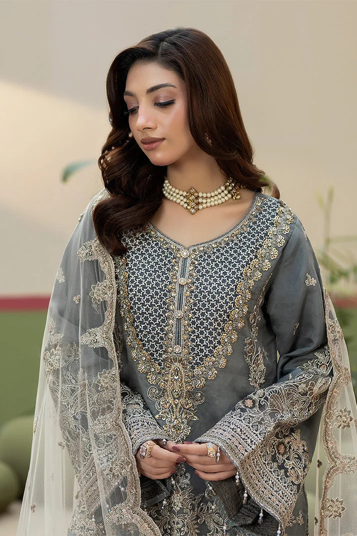 shot of the Imrozia Sukoon Organza Grey replica