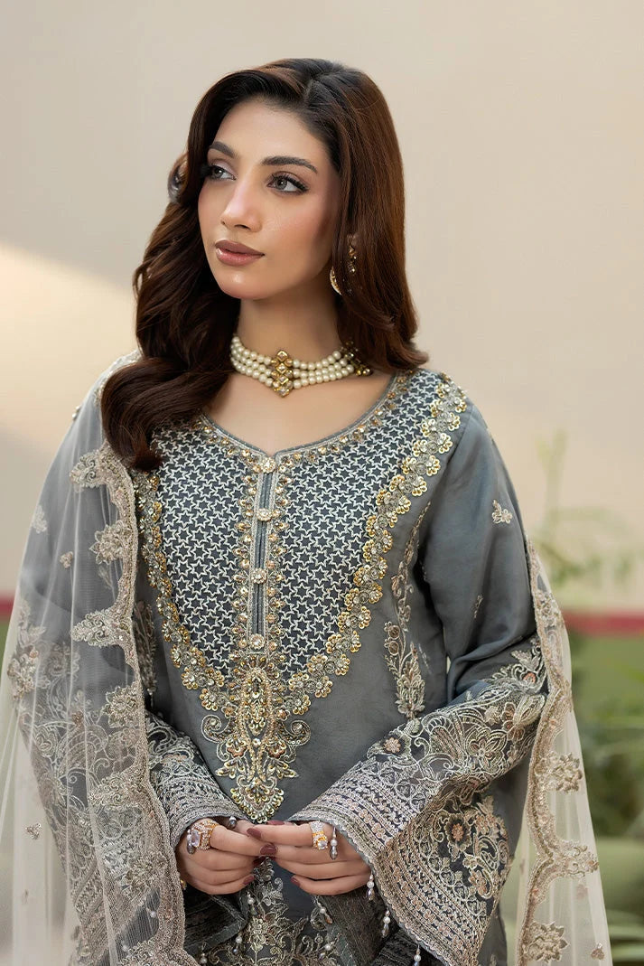 shot of the Imrozia Sukoon Organza Grey replica