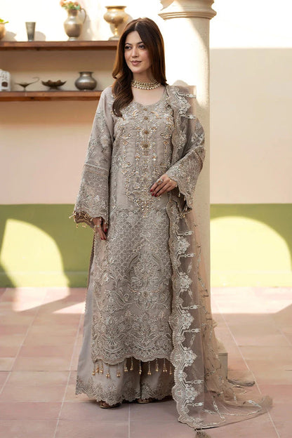 shot of the Imrozia Narmeen Organza Slate Grey replica