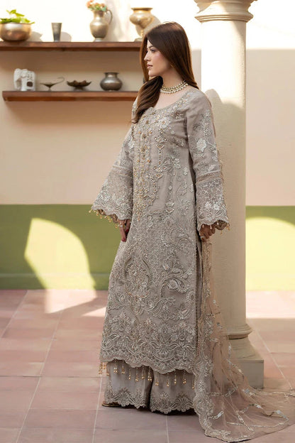shot of the Imrozia Narmeen Organza Slate Grey replica
