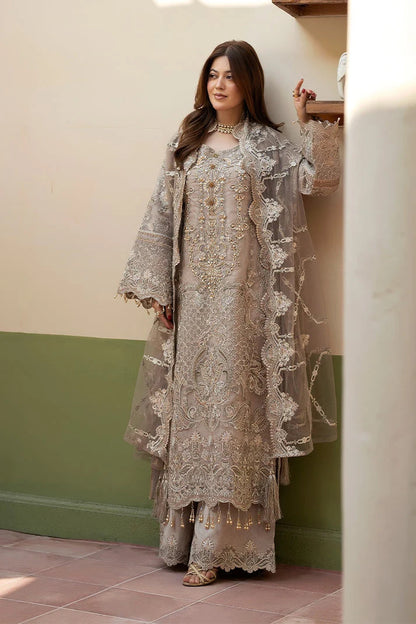 shot of the Imrozia Narmeen Organza Slate Grey replica