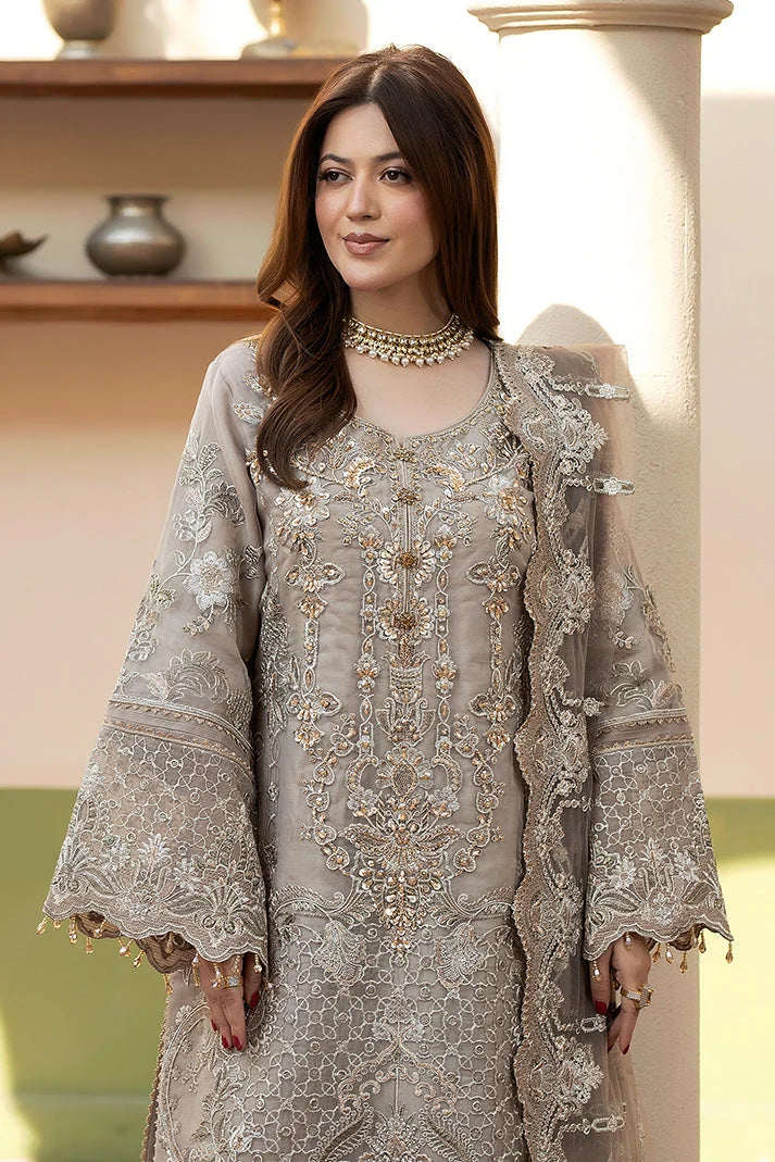 shot of the Imrozia Narmeen Organza Slate Grey replica