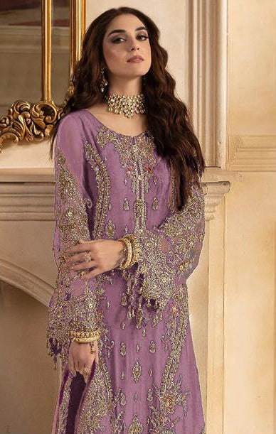 Charizma Chiffon Heavy Embroidered - Dusty Mauve 3-Pc | Replica