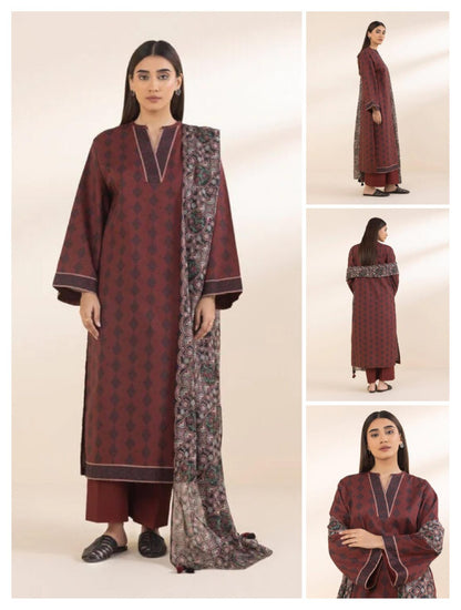 Red | Sapphire 3Pc Unstitched Lawn Suit