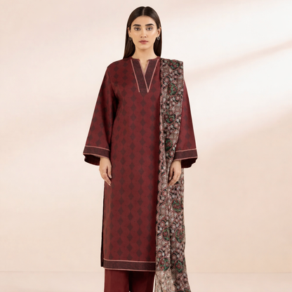 Red | Sapphire 3Pc Unstitched Lawn Suit