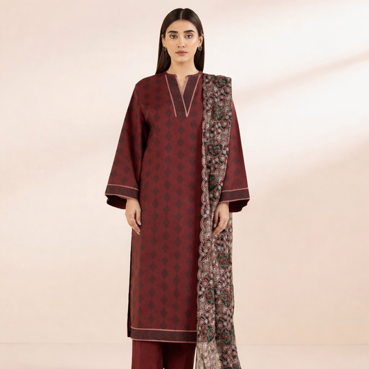 Red | Sapphire 3Pc Unstitched Lawn Suit