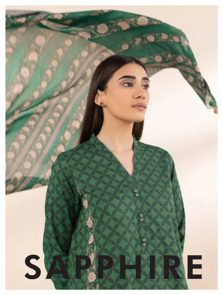 Green | Sapphire 3Pc Unstitched Lawn Suit