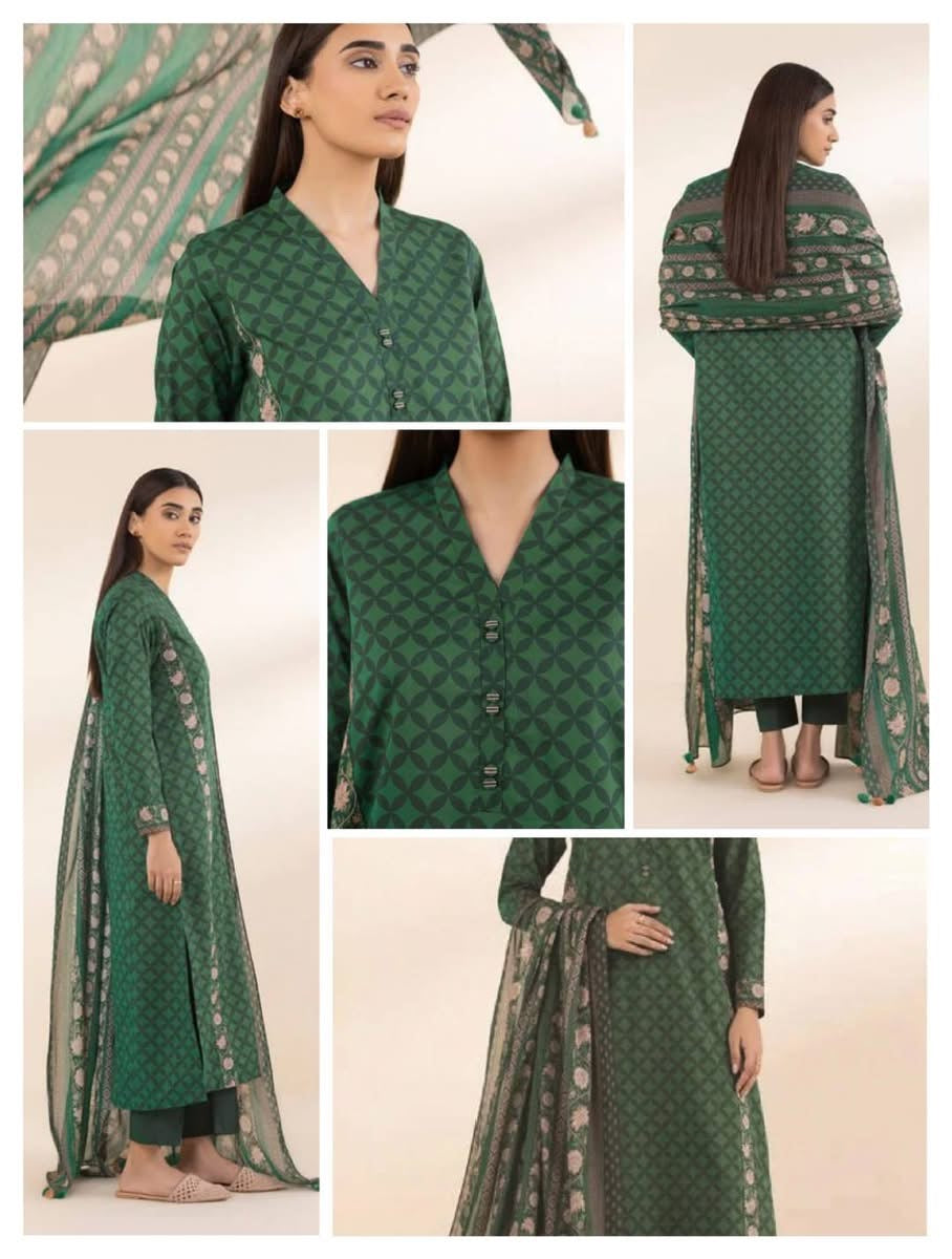 Green | Sapphire 3Pc Unstitched Lawn Suit