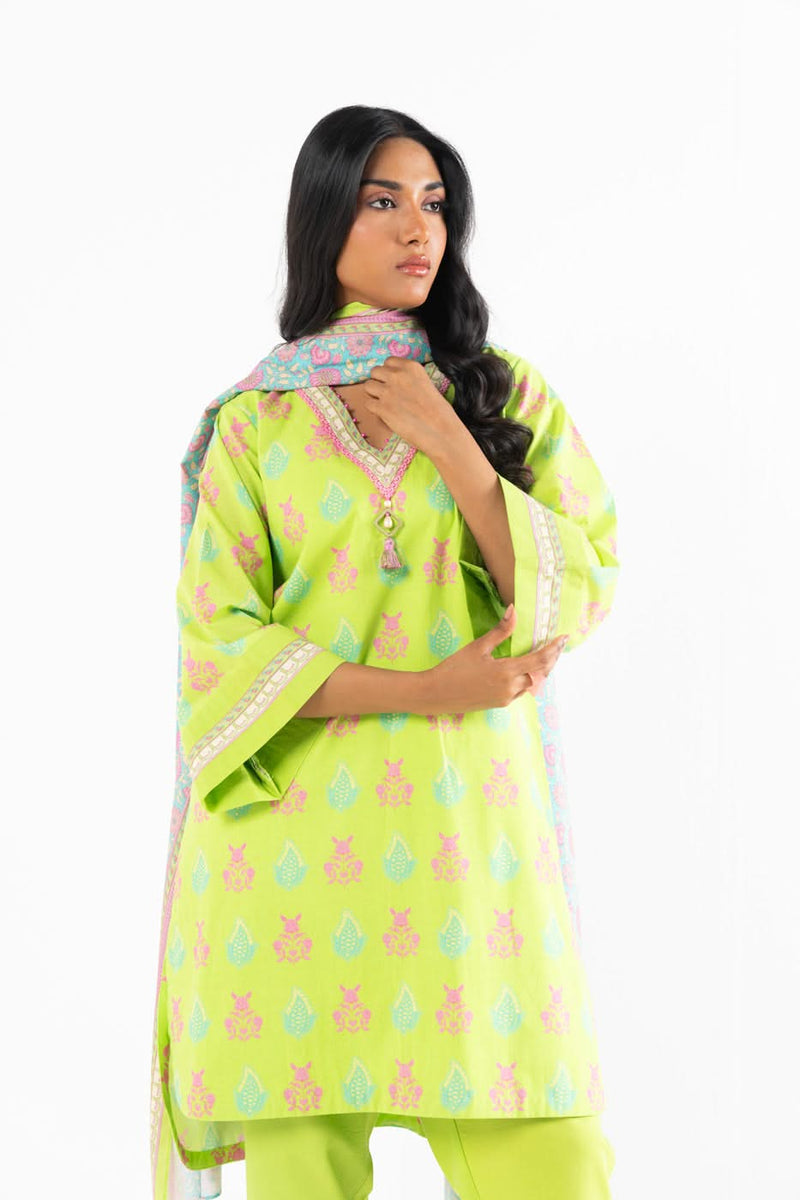 Green | Alkaram 2pc Unstitched Lawn Suit