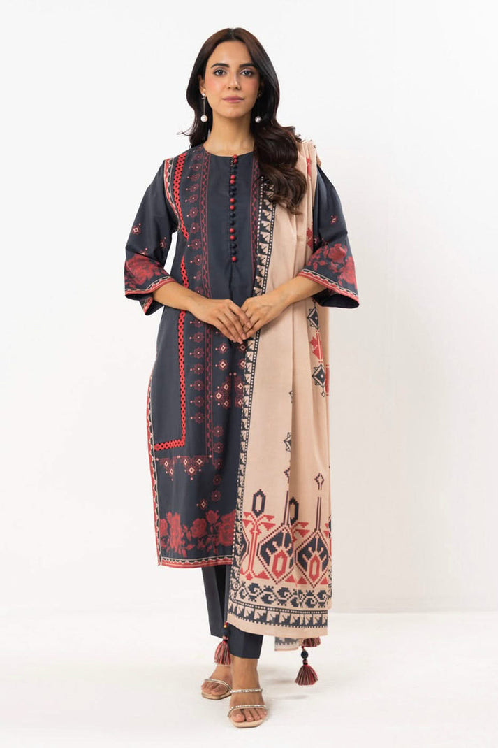 Black | Alkaram 2pc Unstitched Lawn Suit
