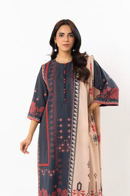 Black | Alkaram 2pc Unstitched Lawn Suit