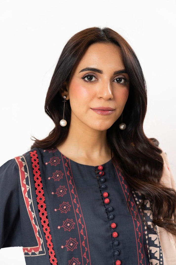 Black | Alkaram 2pc Unstitched Lawn Suit