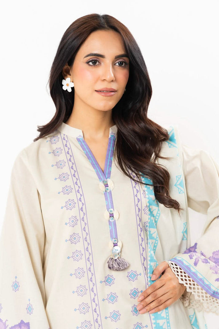 Beige | Alkaram 2pc Unstitched Lawn Suit