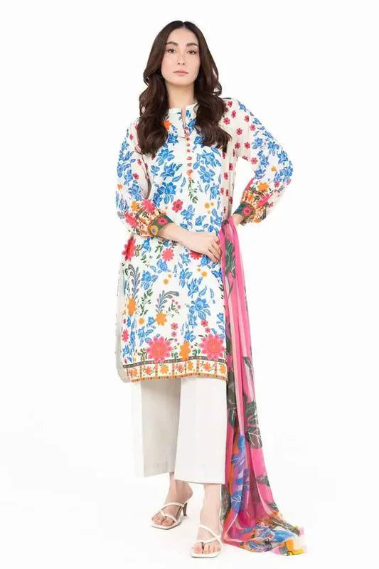 Cream | Alkaram 2pc Unstitched Lawn Suit