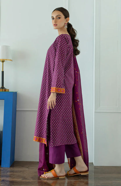 Orient 3 PIECE PRINTED LAWN SUIT- Purple (UNSTITCHED)