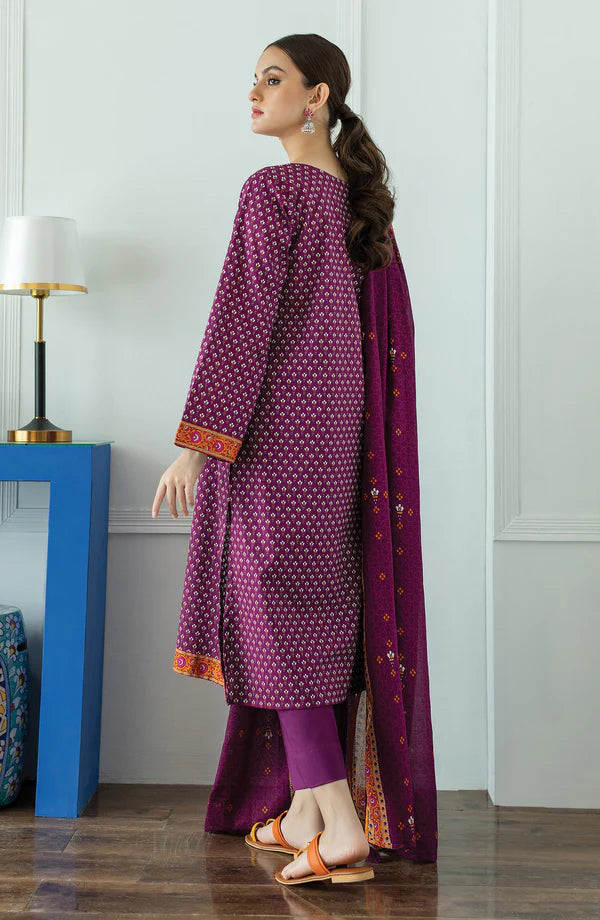 Orient 3 PIECE PRINTED LAWN SUIT- Purple (UNSTITCHED)