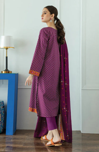 Orient 3 PIECE PRINTED LAWN SUIT- Purple (UNSTITCHED)