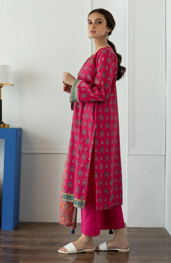 Orient 3 PIECE PRINTED LAWN SUIT- Magenta (UNSTITCHED)