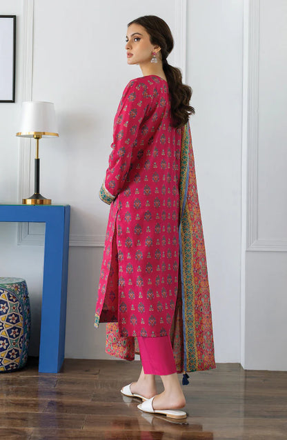 Orient 3 PIECE PRINTED LAWN SUIT- Magenta (UNSTITCHED)