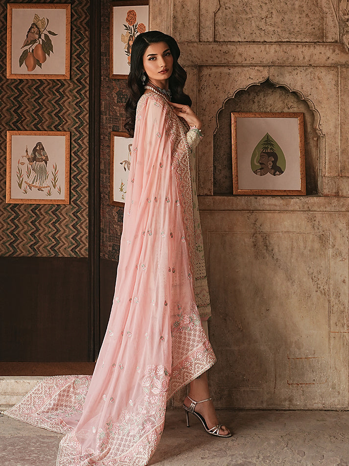 Noirea Embroidered Chiffon - Cream 3pc Formal (Replica)