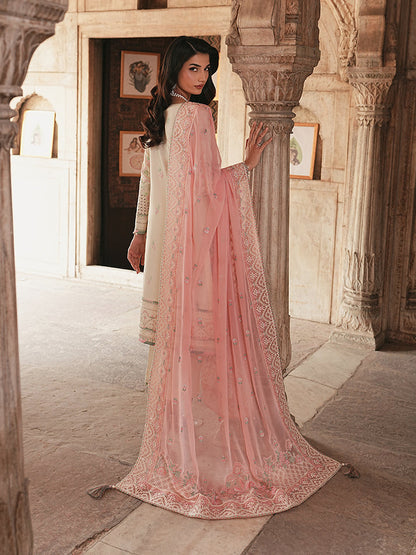 Noirea Embroidered Chiffon - Cream 3pc Formal (Replica)