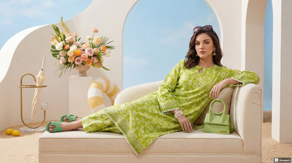 Green - Elaya 2pc Unstitched Lawn Suit