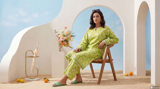 Green - Elaya 2pc Unstitched Lawn Suit