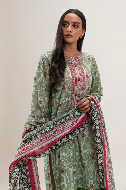 BeechTree 3 PIECE PRINTED LAWN SUIT-BAROQUE MEADOW (UNSTITCHED)