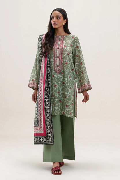 BeechTree 3 PIECE PRINTED LAWN SUIT-BAROQUE MEADOW (UNSTITCHED)