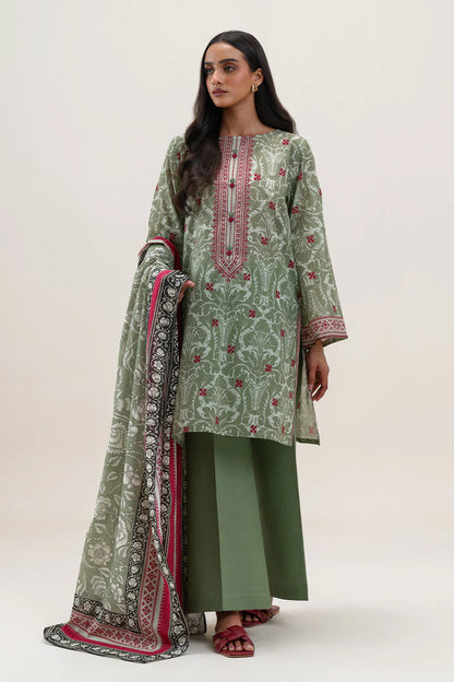 BeechTree 3 PIECE PRINTED LAWN SUIT-BAROQUE MEADOW (UNSTITCHED)