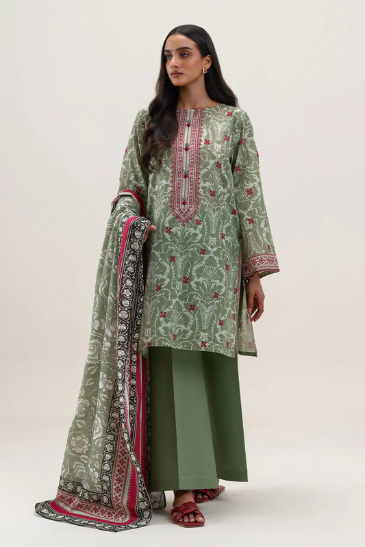 BeechTree 3 PIECE PRINTED LAWN SUIT-BAROQUE MEADOW (UNSTITCHED)