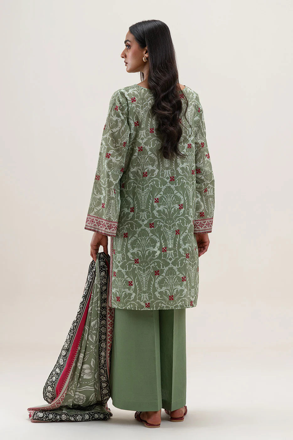 BeechTree 3 PIECE PRINTED LAWN SUIT-BAROQUE MEADOW (UNSTITCHED)