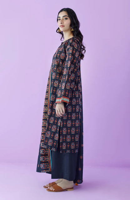 Orient 3 PIECE PRINTED LAWN SUIT- Dark-Blue (UNSTITCHED)
