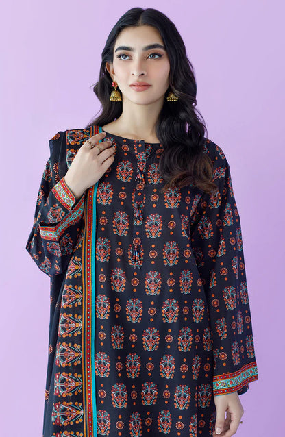 Orient 3 PIECE PRINTED LAWN SUIT- Dark-Blue (UNSTITCHED)