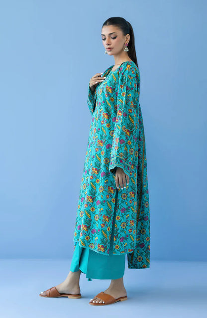 Orient 3 PIECE PRINTED LAWN SUIT- Sea Green (UNSTITCHED)