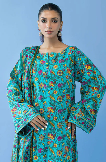 Orient 3 PIECE PRINTED LAWN SUIT- Sea Green (UNSTITCHED)