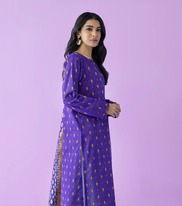 Orient 3 PIECE PRINTED LAWN SUIT- Purple (UNSTITCHED)