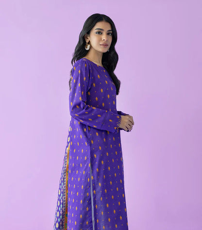 Orient 3 PIECE PRINTED LAWN SUIT- Purple (UNSTITCHED)